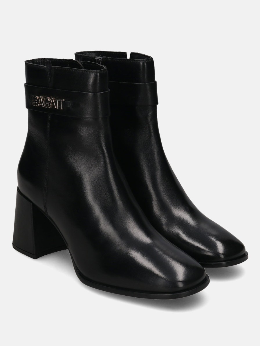 Boots BAGATT INDIA | Crema Black Leather Ankle Boots