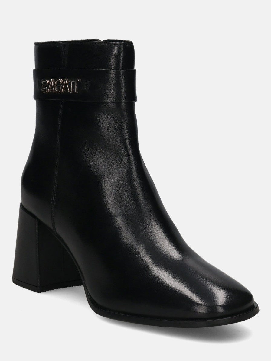 Boots BAGATT INDIA | Crema Black Leather Ankle Boots