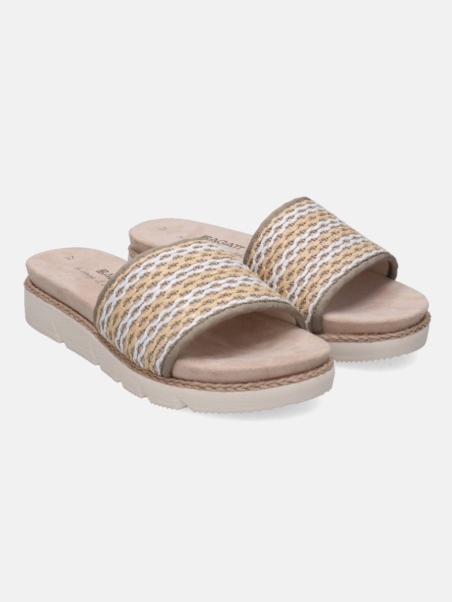 Sandals BAGATT INDIA | Kiko Beige & Olive Flatform Sandals