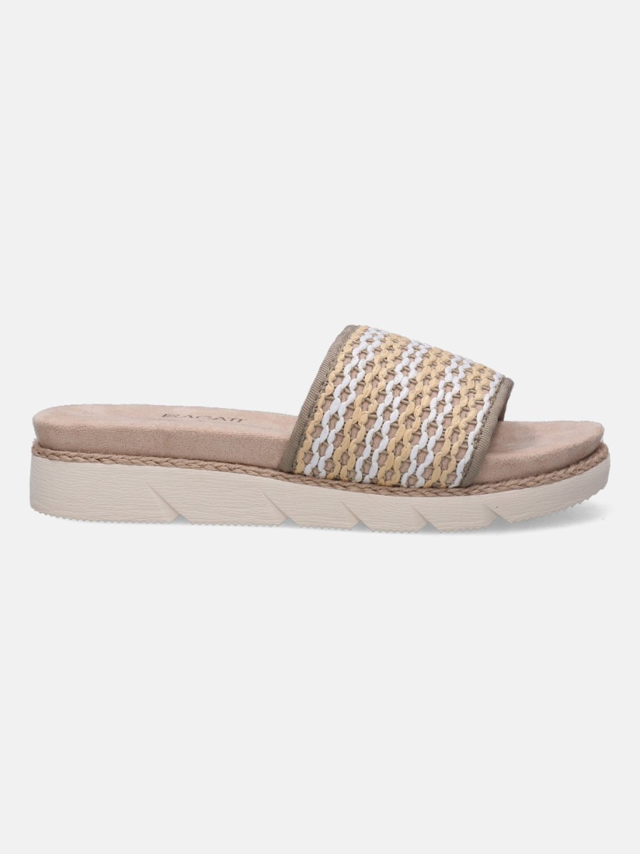 Sandals BAGATT INDIA | Kiko Beige & Olive Flatform Sandals