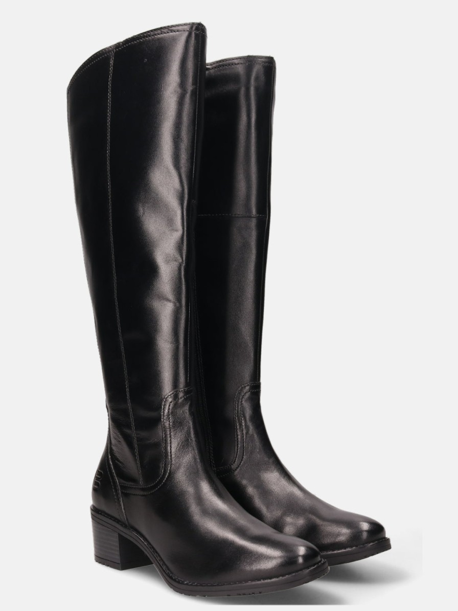 Boots BAGATT INDIA | Ruby Black Leather Knee Boots