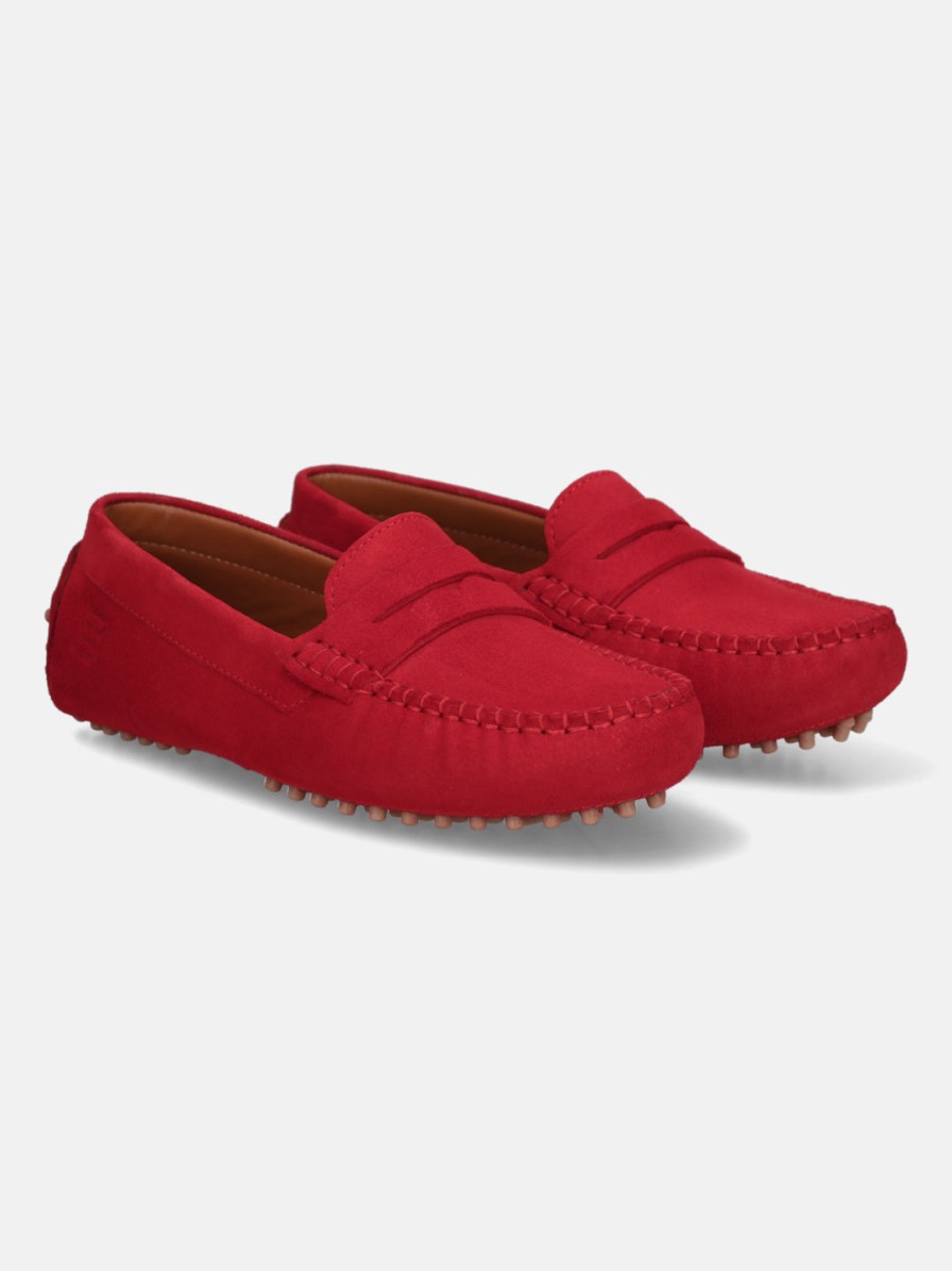 Casual Loafers BAGATT INDIA | Lilly Red Suede Driver Shoes