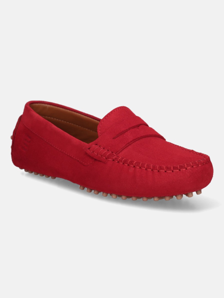 Casual Loafers BAGATT INDIA | Lilly Red Suede Driver Shoes