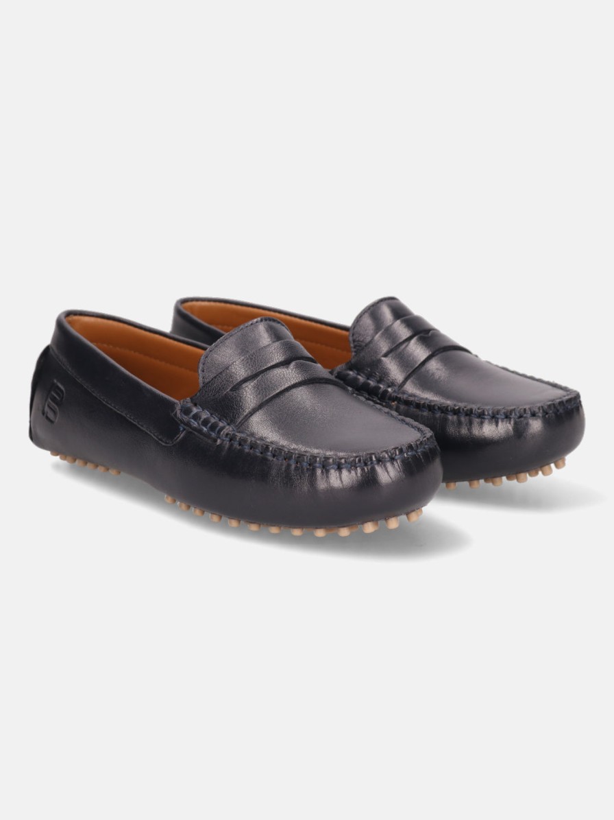 Casual Loafers BAGATT INDIA | Lilly Dark Blue Leather Driver Shoes