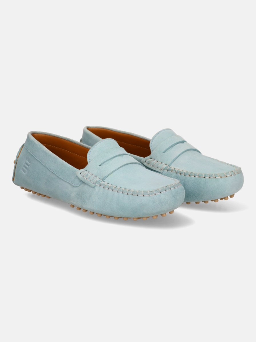 Casual Loafers BAGATT INDIA | Lilly Light Blue Suede Driver Shoes