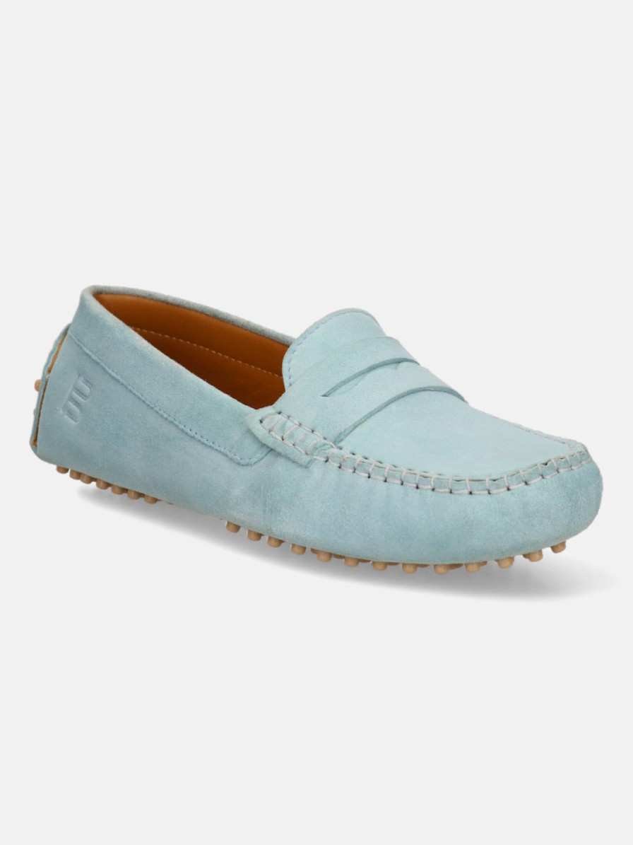 Casual Loafers BAGATT INDIA | Lilly Light Blue Suede Driver Shoes