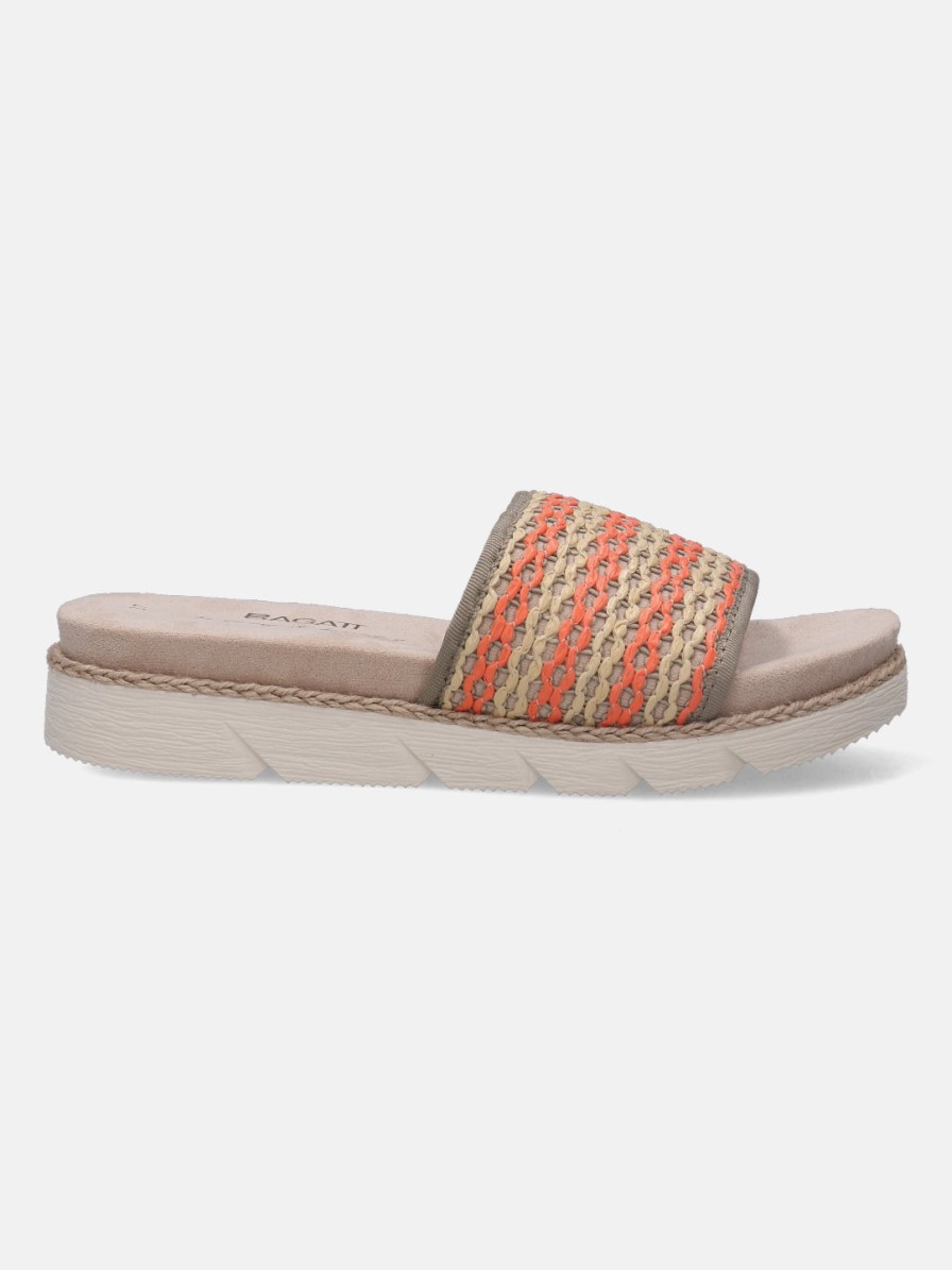 Sandals BAGATT INDIA | Kiko Beige & Orange Flatform Sandals