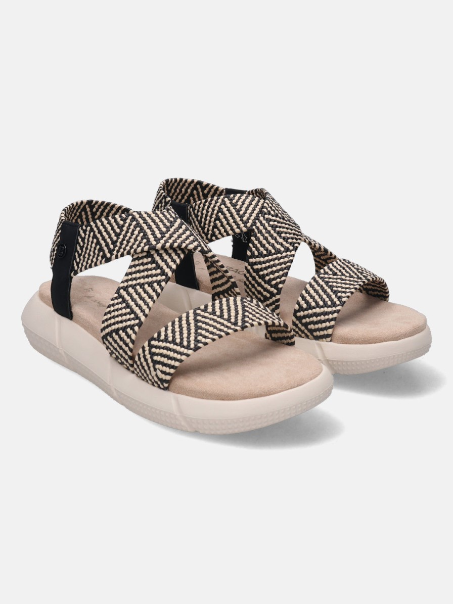 Sandals BAGATT INDIA | Jersey Black & Beige Flatform Sandals