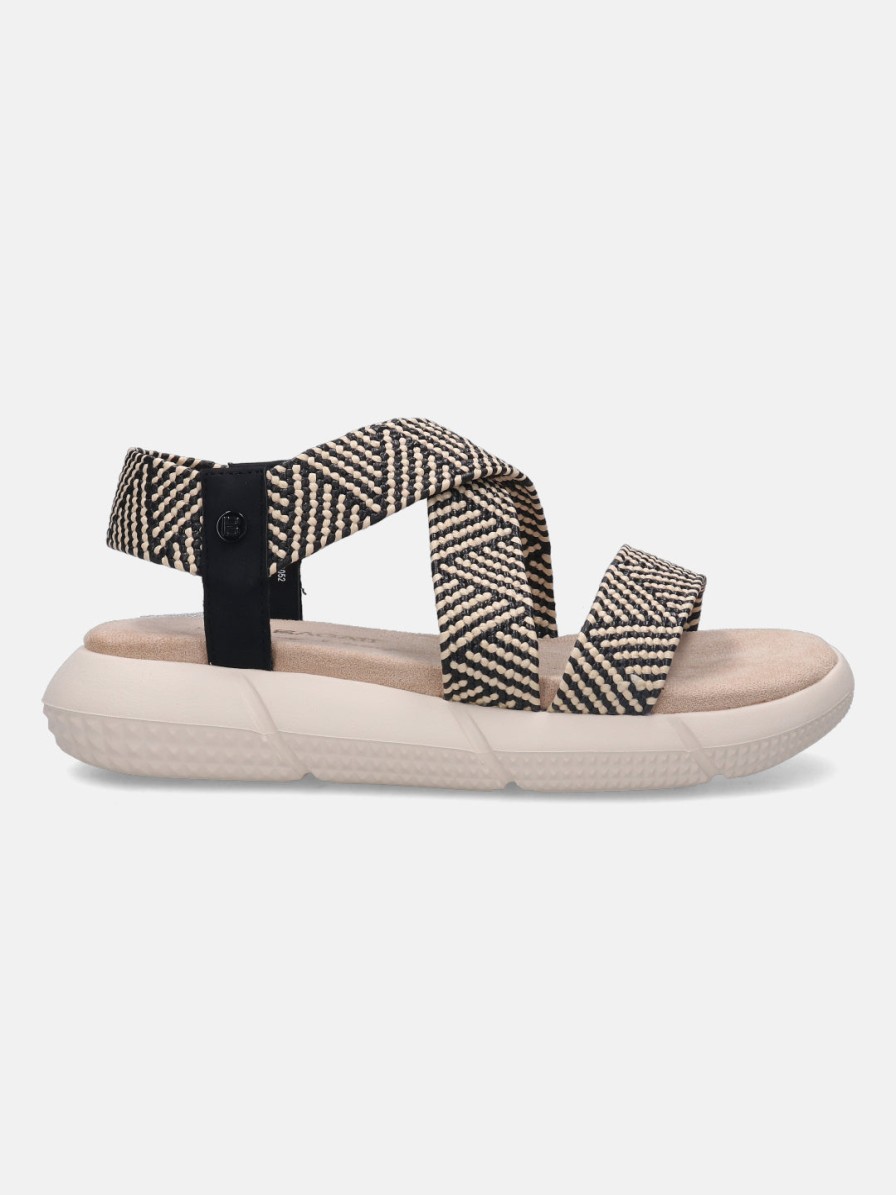 Sandals BAGATT INDIA | Jersey Black & Beige Flatform Sandals