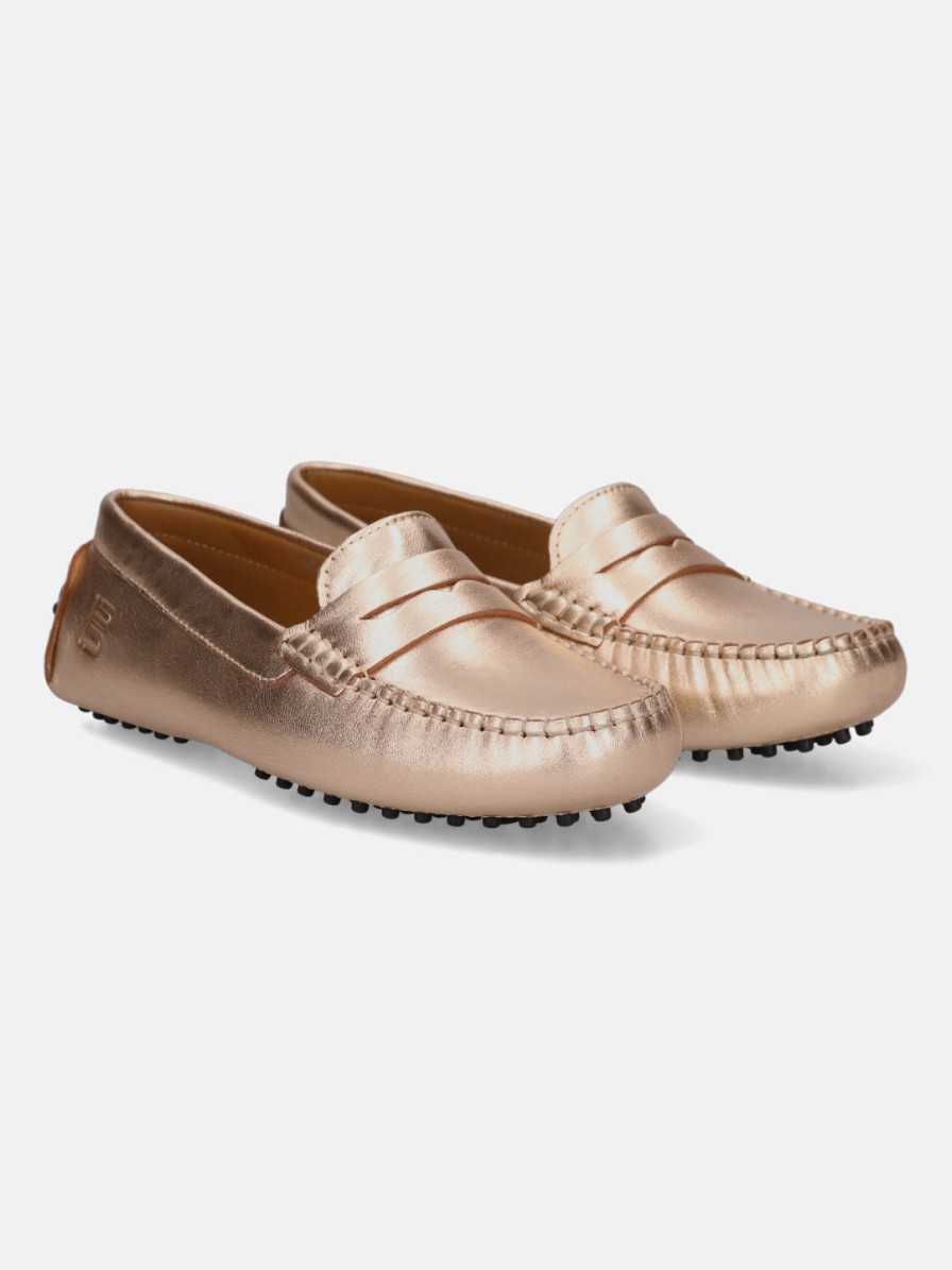 Casual Loafers BAGATT INDIA | Lilly Gold Leather Driver Shoes