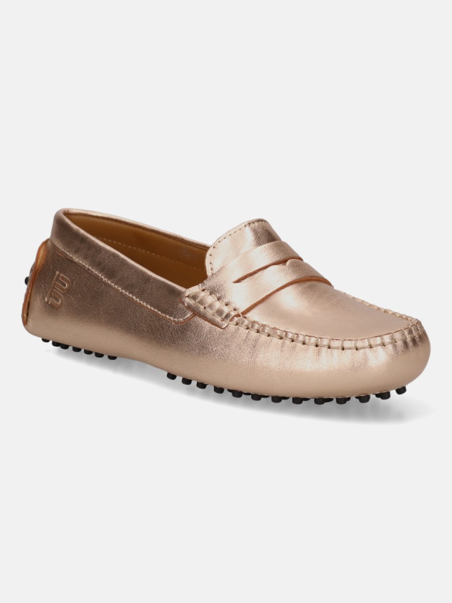 Casual Loafers BAGATT INDIA | Lilly Gold Leather Driver Shoes