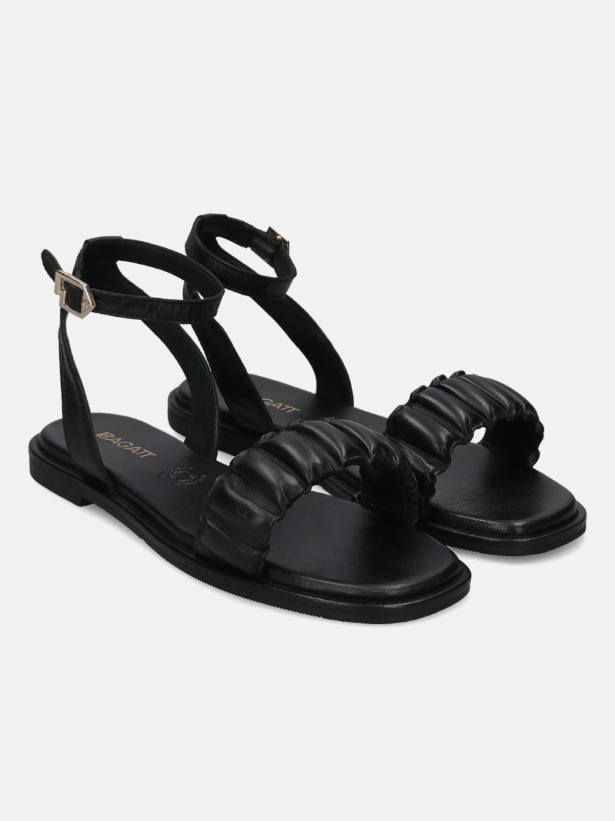 Sandals BAGATT INDIA | Flower Black Ankle Strap Sandals