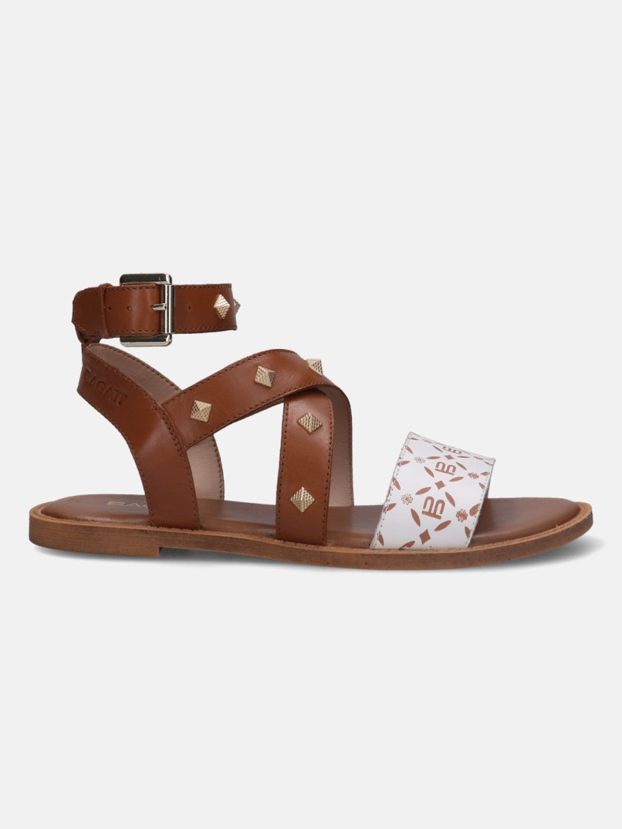 Sandals BAGATT INDIA | Goldy White & Cognac Flat Sandals