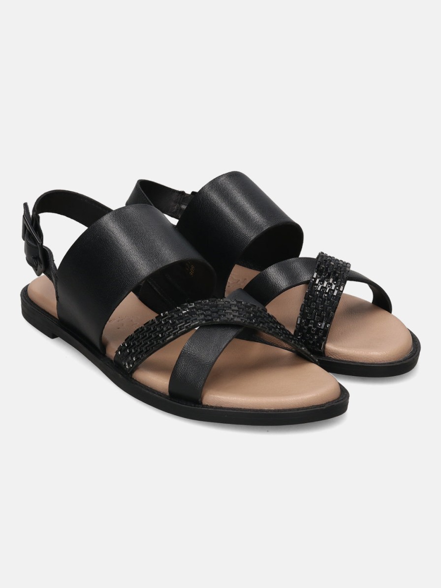 Sandals BAGATT INDIA | Goldy Black Back Strap Sandals