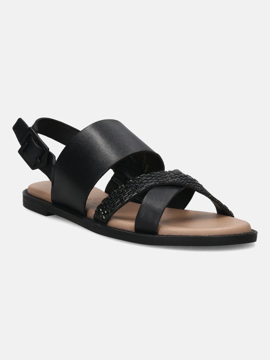 Sandals BAGATT INDIA | Goldy Black Back Strap Sandals