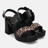 Heels BAGATT INDIA | Cesena Black Animal Print Back Strap Heels