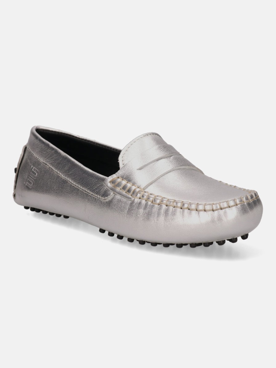 Casual Loafers BAGATT INDIA | Lilly Silver Leather Driver Shoes