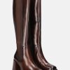 Boots BAGATT INDIA | Anissa Evo Dark Brown Nubuck Knee Boots