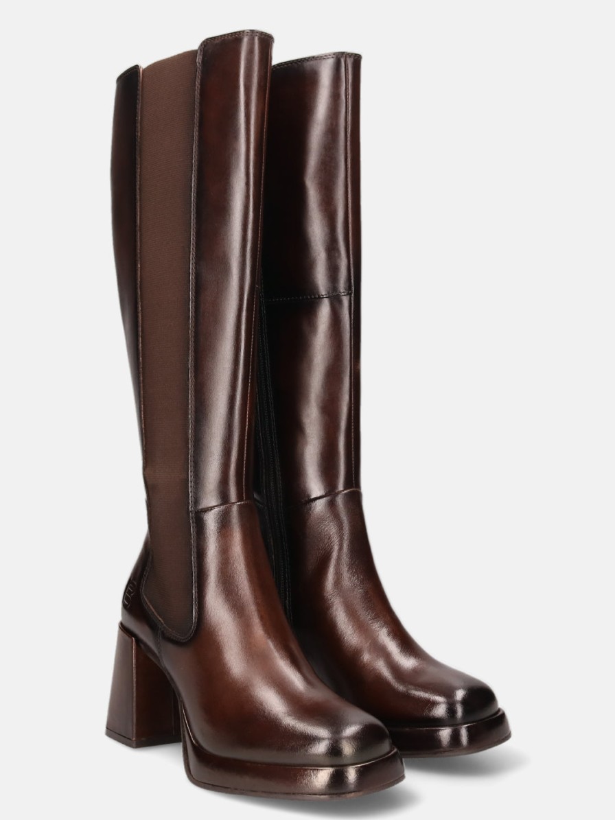 Boots BAGATT INDIA | Anissa Evo Dark Brown Nubuck Knee Boots