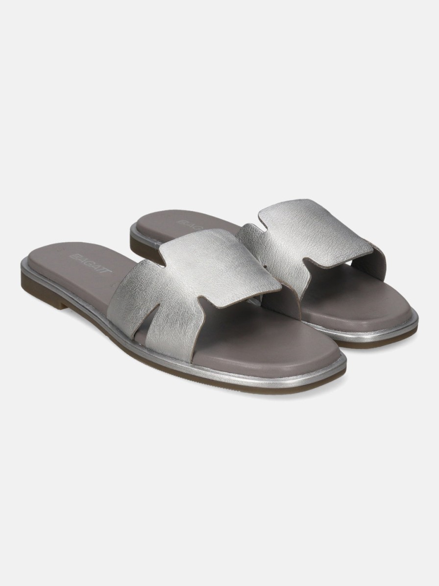 Sandals BAGATT INDIA | Flower Silver Mules